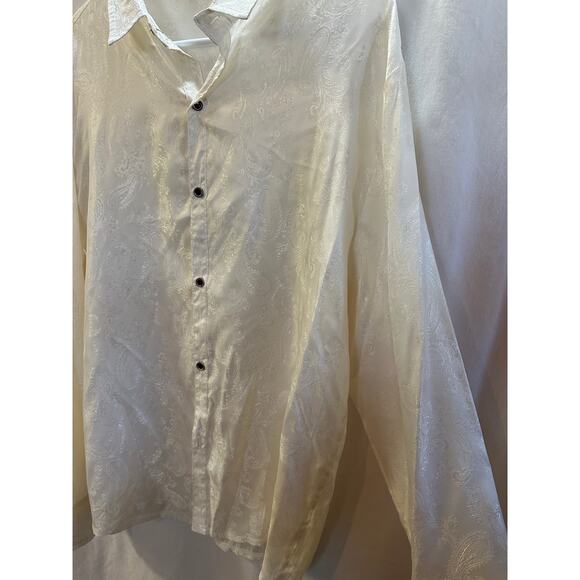 Unbranded Satin Jacquard Button-Down Blouse – Size Large - Picture 6 of 8